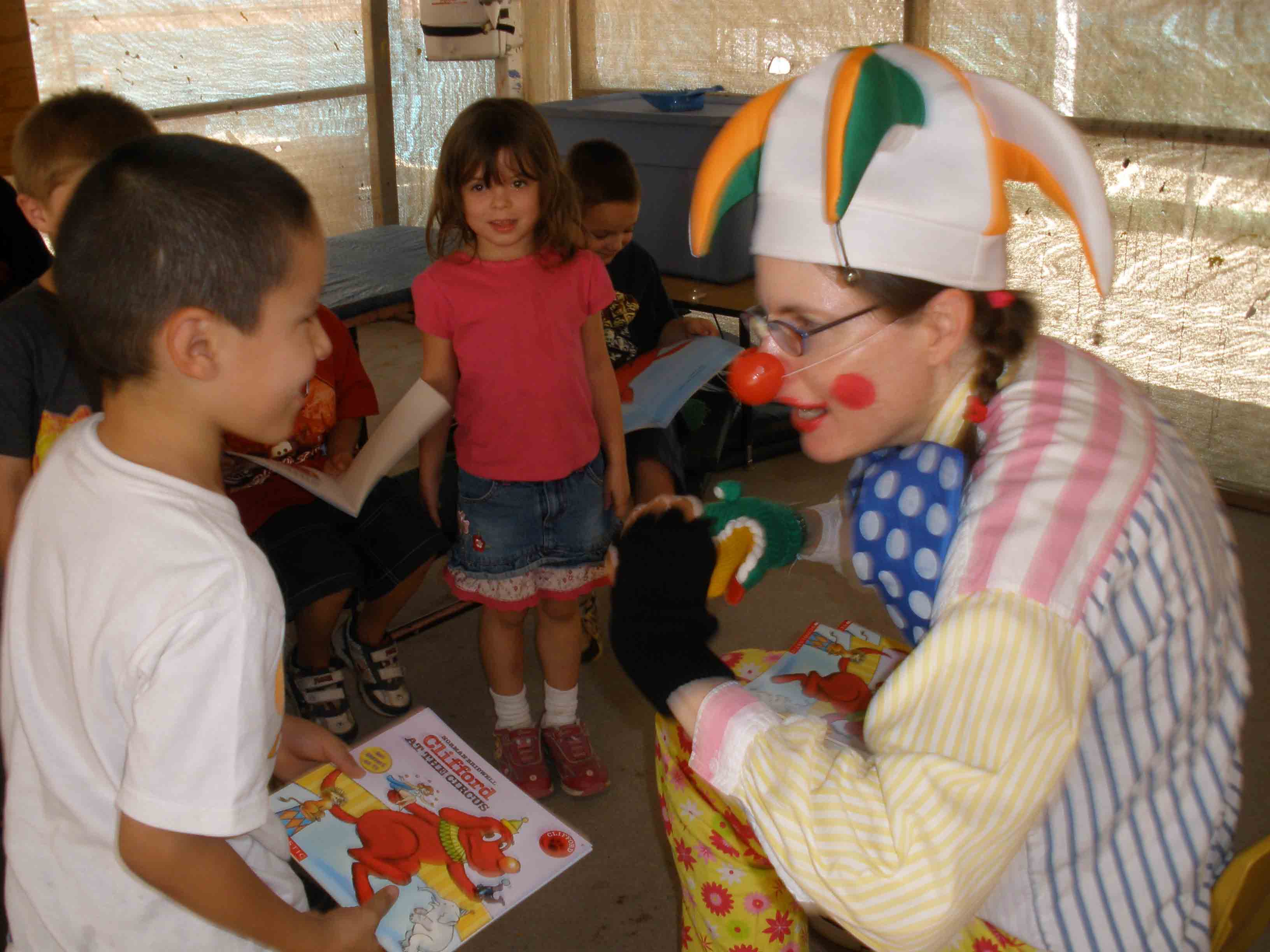 Jennifer dressed up as a clown