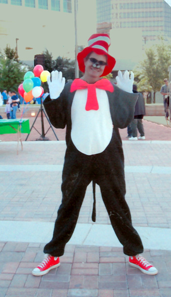 Jennifer dressed up as the Cat in the Hat